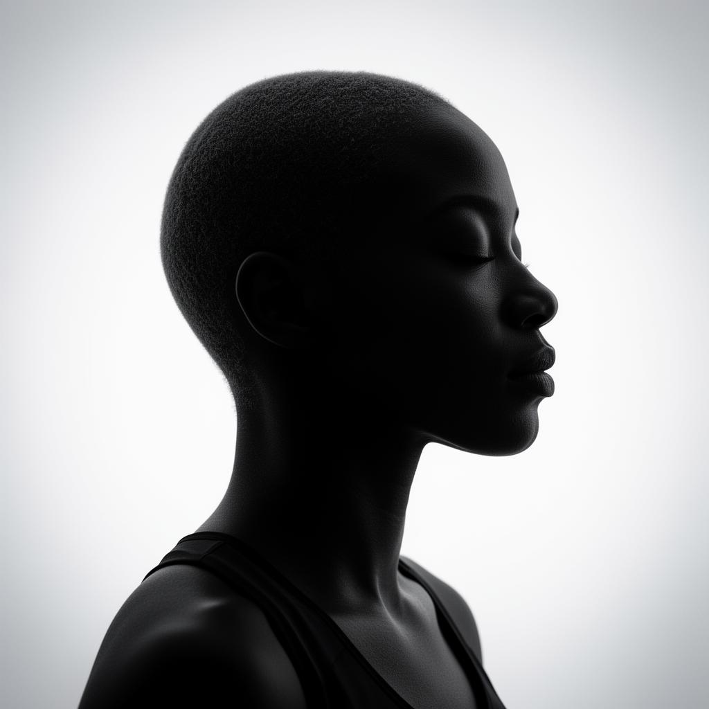 Athlete in composed focus, silhouette